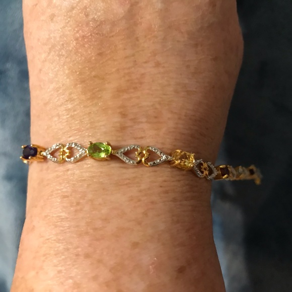 Gorgeous 18kt Gold over Sterling Silver with Genuine Stones and Diamond accents. - Picture 5 of 9